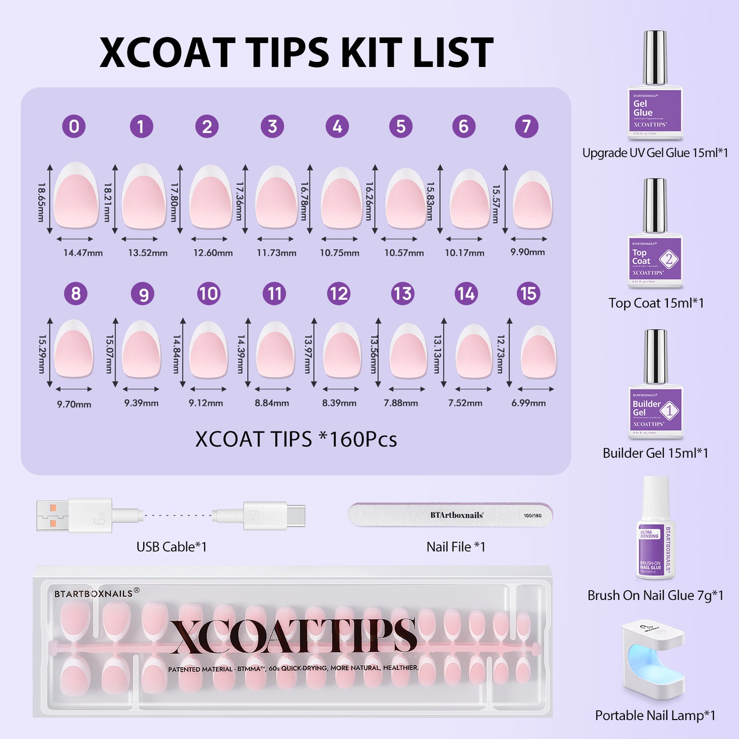 XCOATTIPS® French Kit - Extra Short Almond