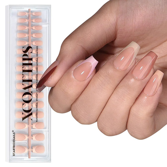 XCOATTIPS® French - Peach Short Coffin Pastel Tips