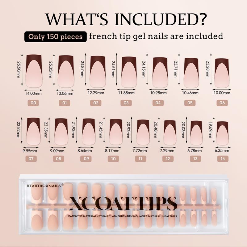XCOATTIPS® French - Peach Long Square Pastel Tips