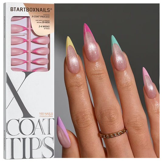 XCOATTIPS® French Brighter Pastel - Cat-Eye Base Long Stiletto