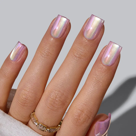Glass Ocean Square Nails - Soft Gel Press On