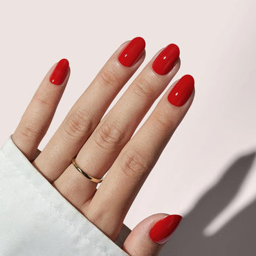 Cherry Red Oval Nails