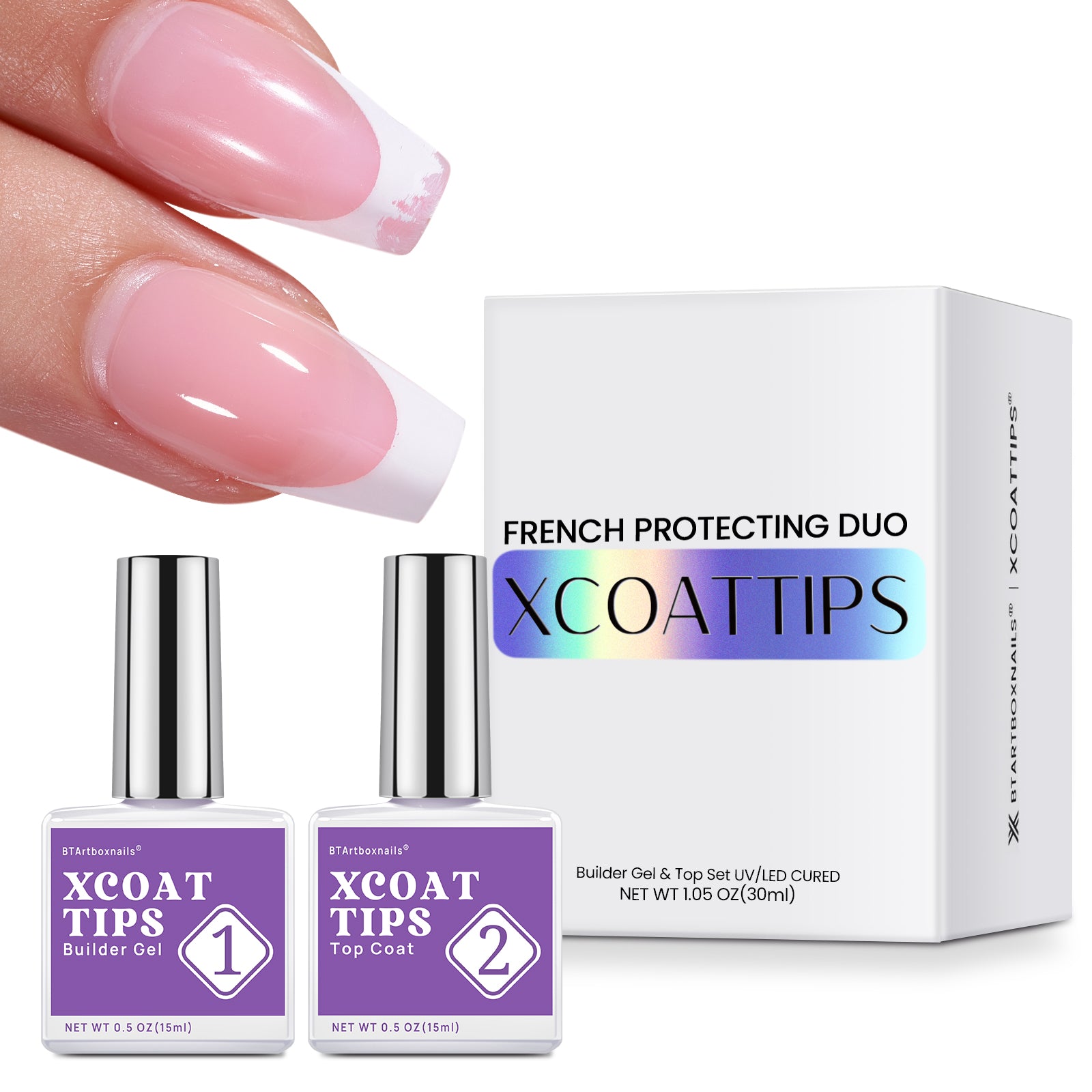XCOATTIPS® Protecting Duo Builder Gel + Top Coat BTArtbox Nails