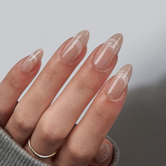 Sunlit Shimmer Almond Nails