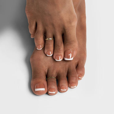 White French Champ Short Squoval - Press On Toe Nail