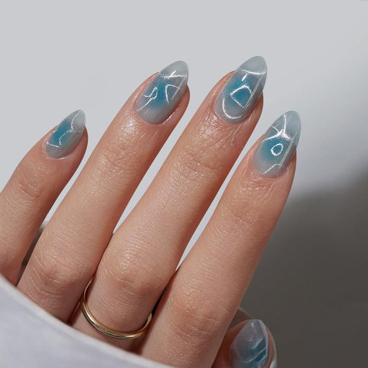 Blue Mirage Almond Nails - XCOATPRESS