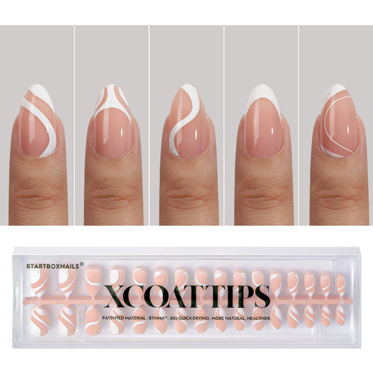 XCOATTIPS® French - Peach Short Almond Pre-Designed Tips