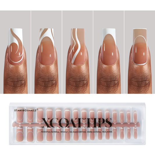 XCOATTIPS® French - Brown Long Square Pre-Designed Tips
