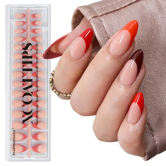 Red Pastel Almond Tips