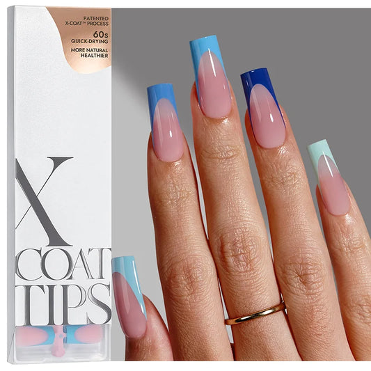 XCOATTIPS® French - Long Square Blue Pastel Tips