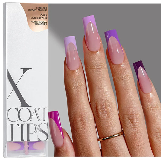 XCOATTIPS® French - Long Square Purple Pastel Tips