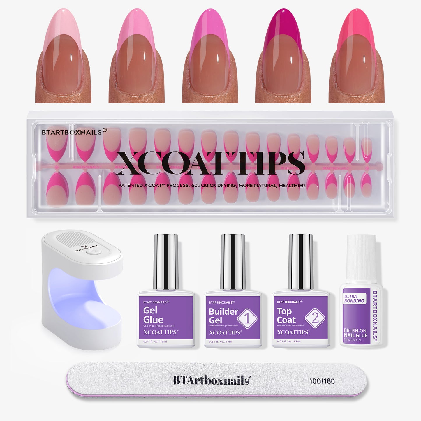 XCOATTIPS® French - Medium Almond Pink Pastel Tips
