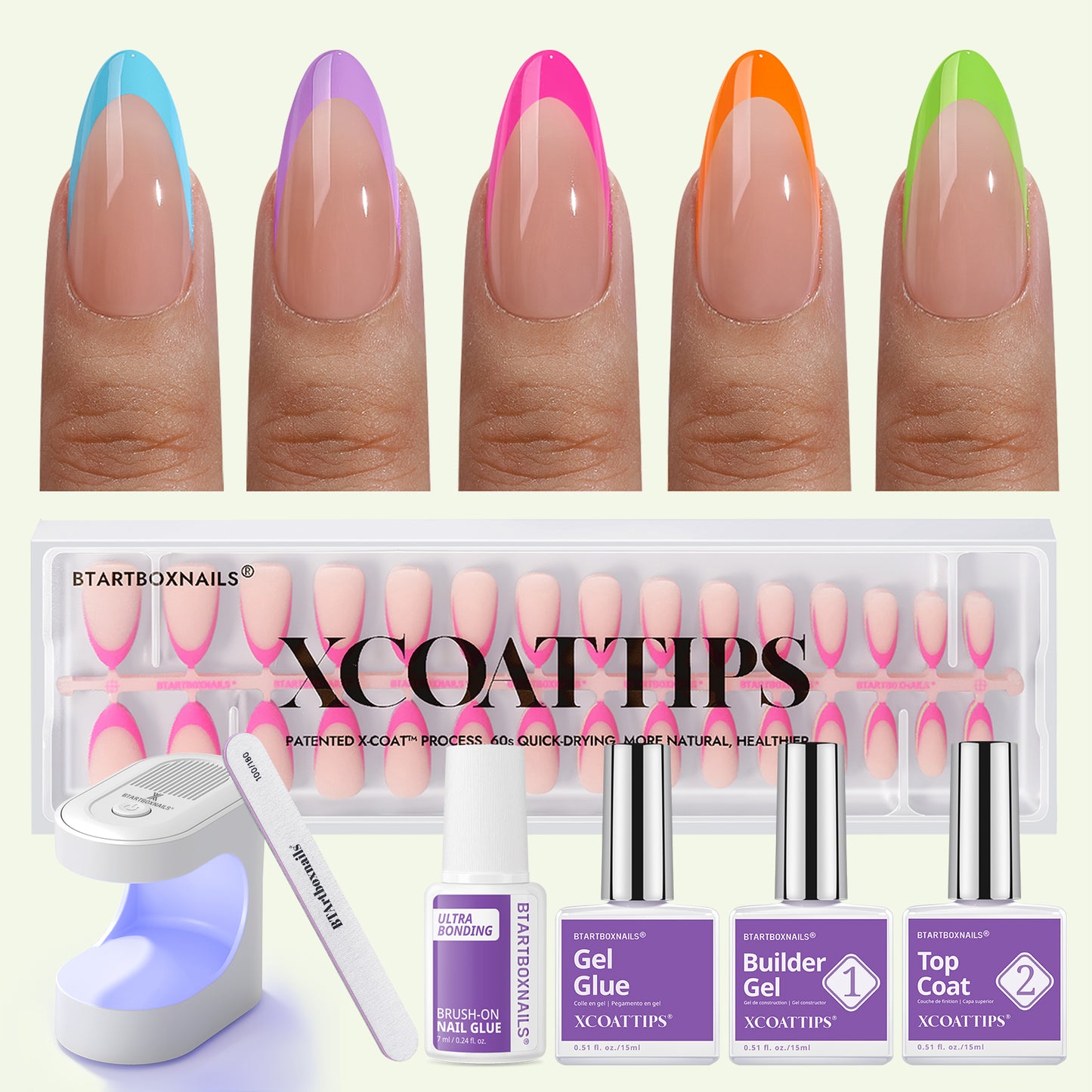 XCOATTIPS® French – Kurze, hellere Mandelpastell-Spitzen