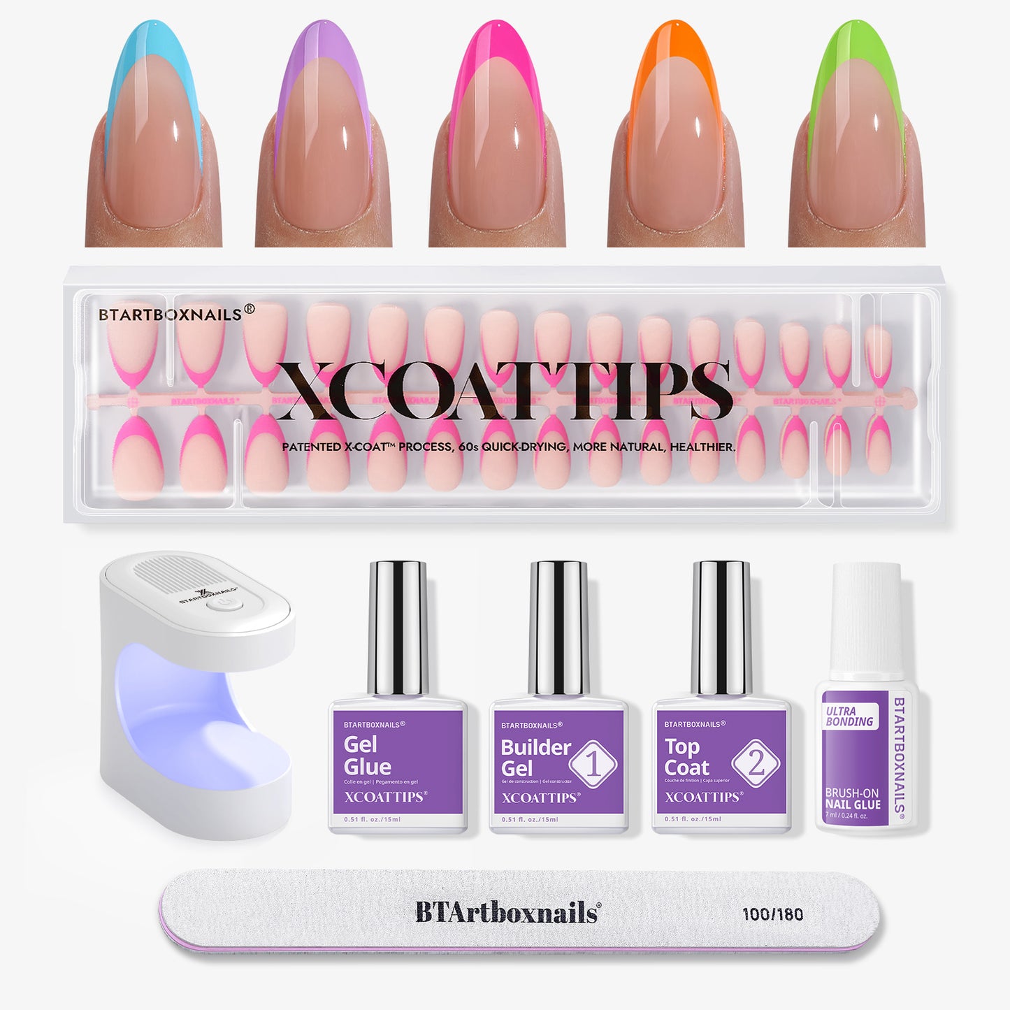 XCOATTIPS® French - Medium Almond Brighter Pastel Tips