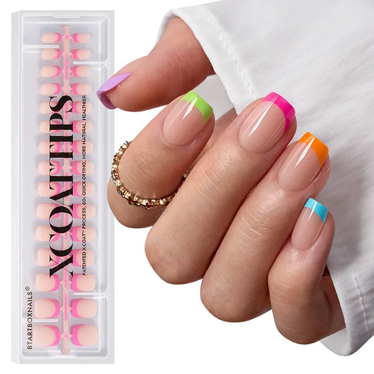 XCOATTIPS® French - Extra Short Square Brighter Pastel Tips