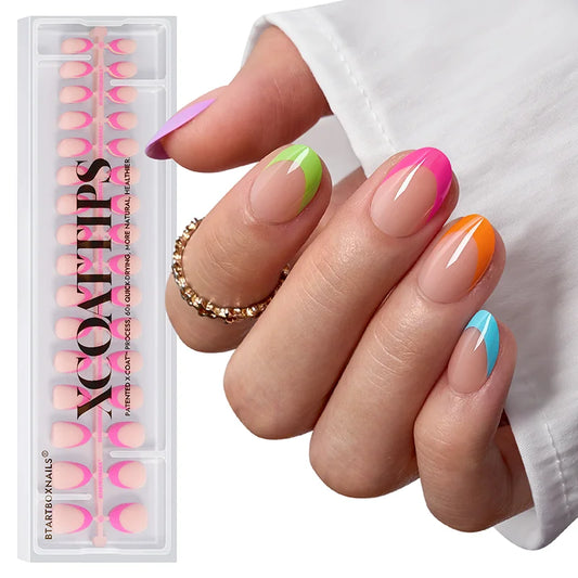 XCOATTIPS® French - Extra Short Almond Brighter Pastel Tips
