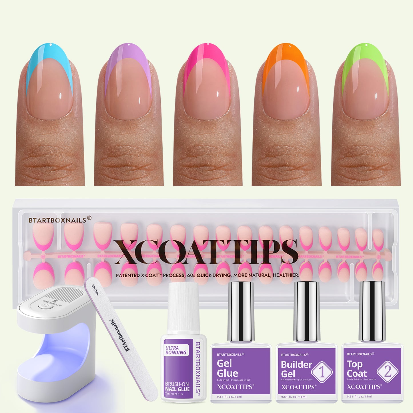 XCOATTIPS® French – Kurze, hellere Mandelpastell-Spitzen