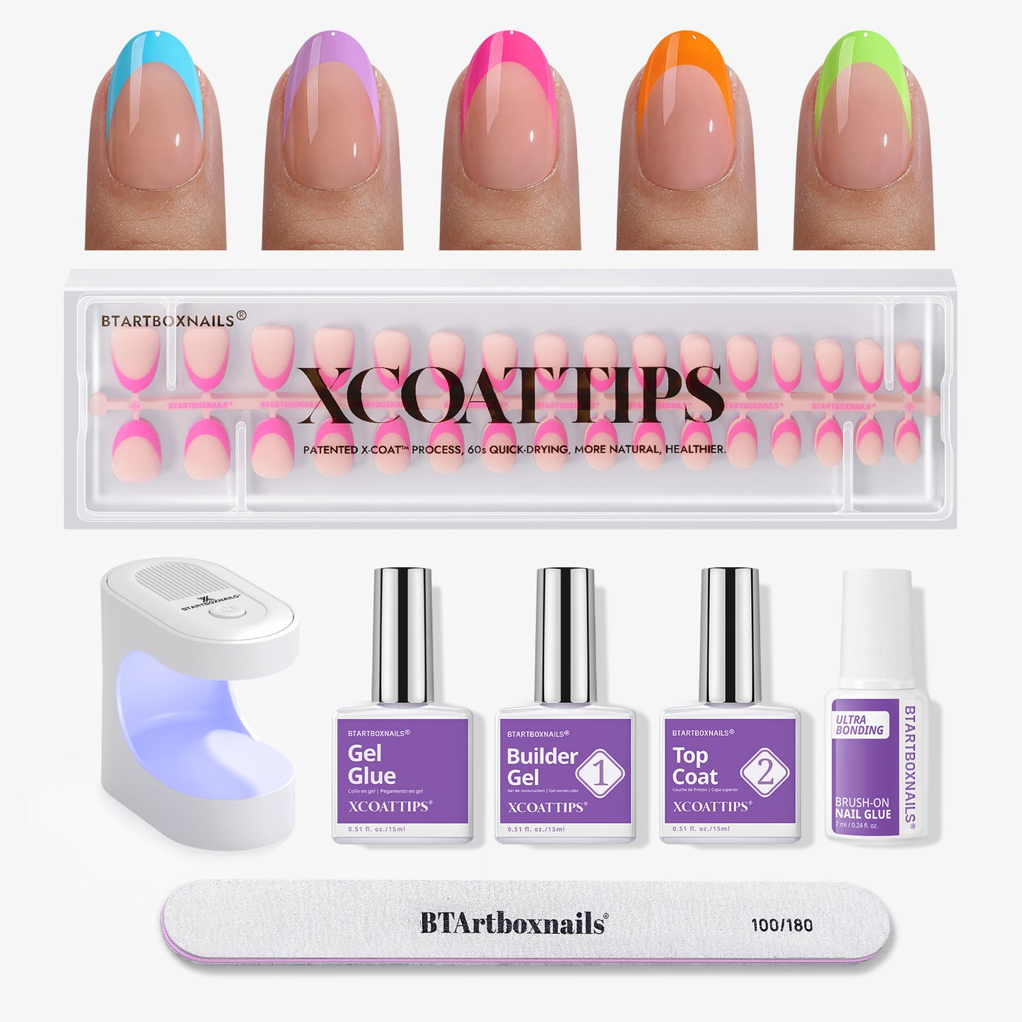 XCOATTIPS® French - Extra Short Almond Brighter Pastel Tips