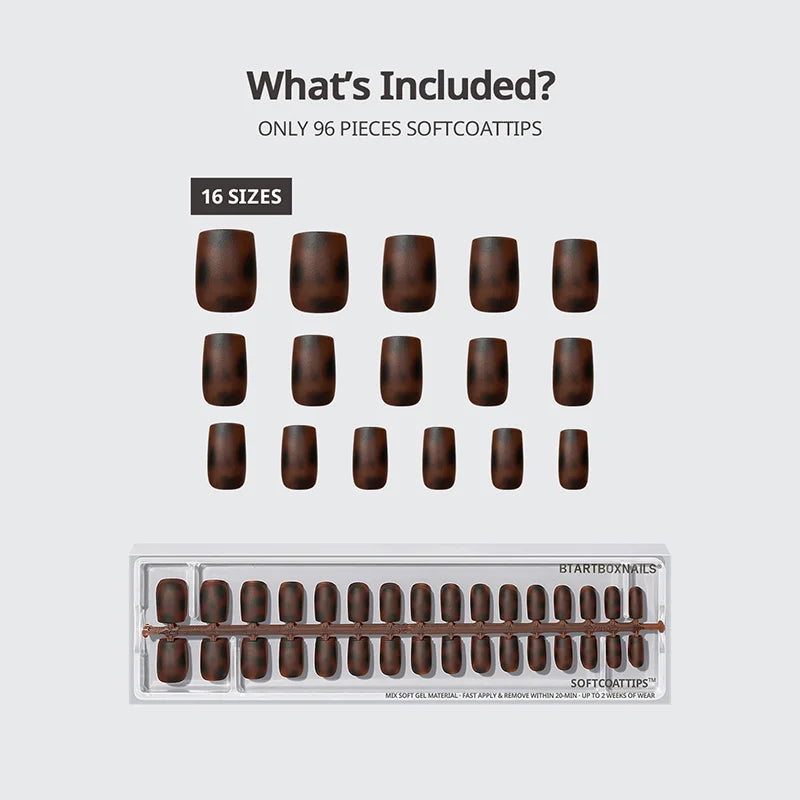 SOFTCOATTIPS™ Tortoiseshell - Short Square 96 Pcs