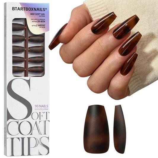 SOFTCOATTIPS™ Tortoiseshell - Medium Coffin 90 Pcs