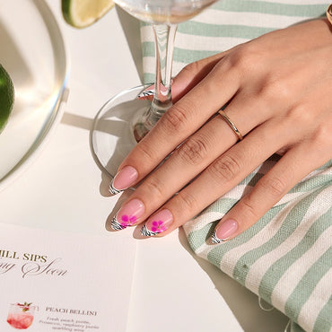 Chill Sips Short Almond Press on Nails