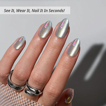 Chaos Chrome Almond Nails - Soft Gel Press On