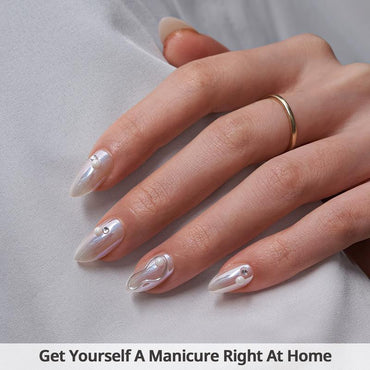 Tidal Pearl Almond Nails - Soft Gel Press On