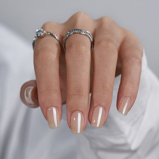 Cream Soda Short Square Nails Press On Nails#1