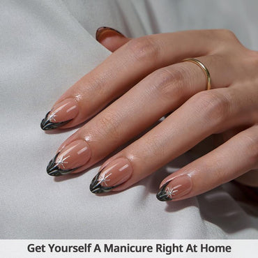 Midnight Spark Almond Nails - XCOATPRESS