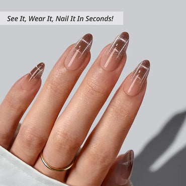 Plaid Memory Almond Nails - XCOATPRESS