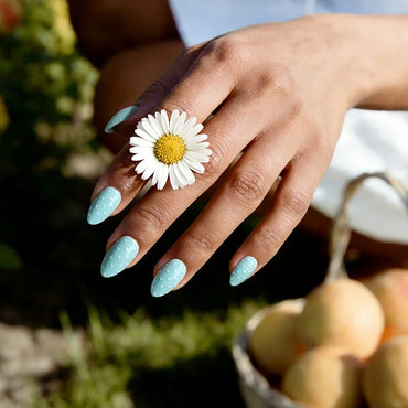 Dotted Overalls Almond Nails - Soft Gel Press On