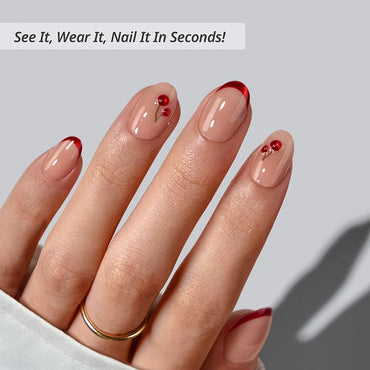 Cherry Charm Almond Nails - XCOATPRESS