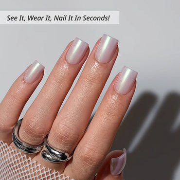 Screaming Silver Square Nails - Soft Gel Press On