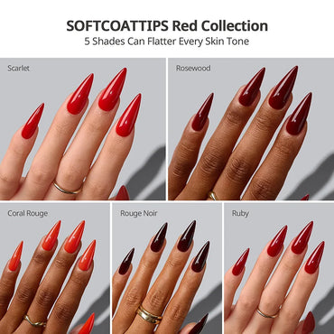 SOFTCOATTIPS™ Red Collection Five Shades Long Stiletto