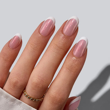 XCOATTIPS® French - Glitter Base Short Oval 96 Pcs