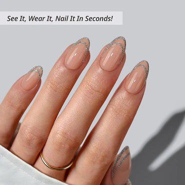 Silver Bells Almond Nails - XCOATPRESS
