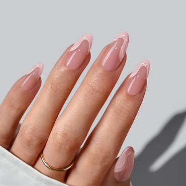 3D French Nails Medium Almond