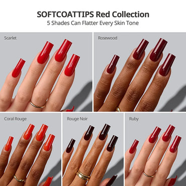 SOFTCOATTIPS™ Red Collection Five Shades Long Square