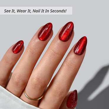 New Red Almond Nails - Soft Gel Press On