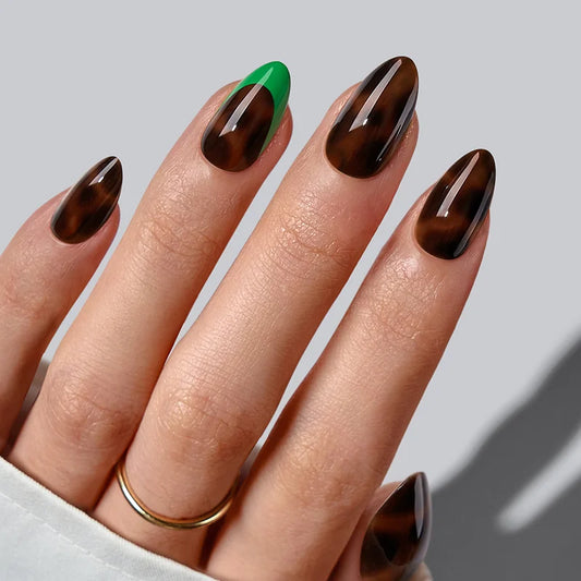 Uñas Almendra Código Esmeralda - Gel Suave Presionadas