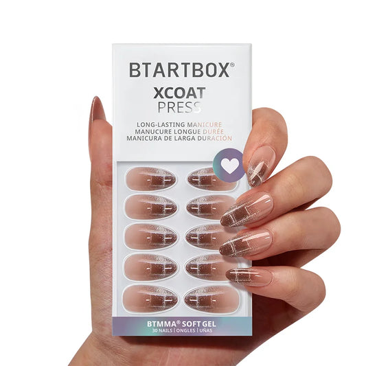 Plaid Memory Almond Nails - XCOATPRESS