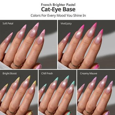 XCOATTIPS® French Brighter Pastel - Cat-Eye Base Long Stiletto