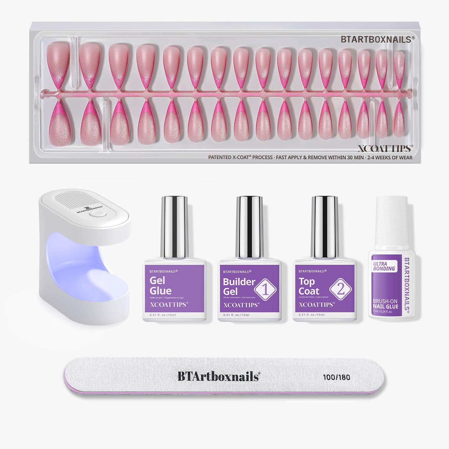 XCOATTIPS® French Brighter Pastel - Cat-Eye Base Long Stiletto