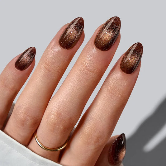Mocha Hypnotic Almond Nails - Soft Gel Press On