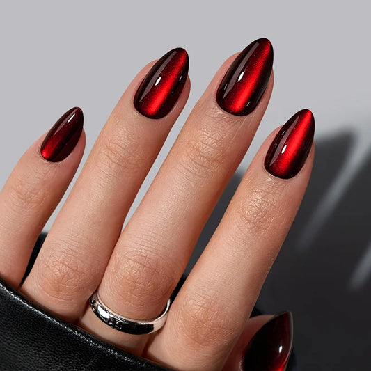 Uñas Almendra Mirada de Vampiro - Gel Suave Postizas