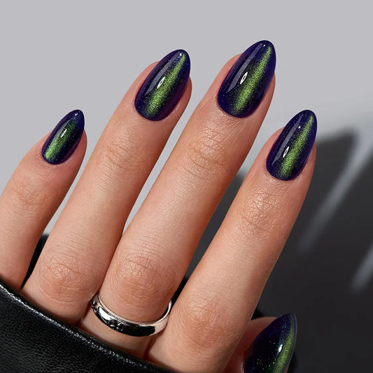 Uñas Almendra Esmeralda de Bruja - Gel Suave Postizas