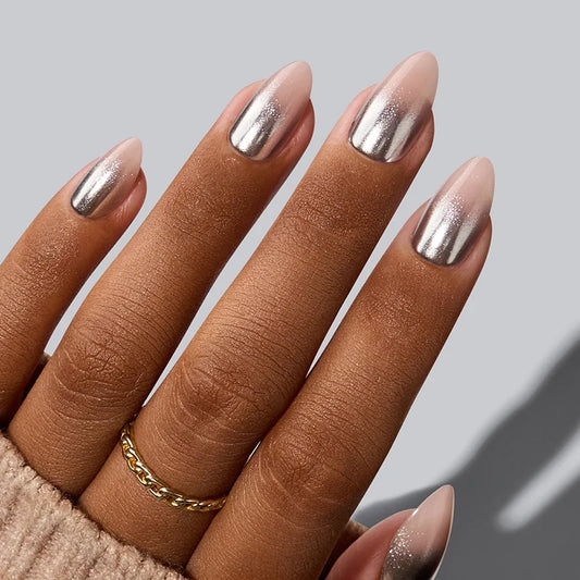 Silver Fizz Almond Nails - Soft Gel Press On