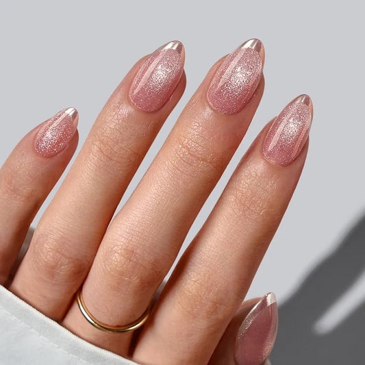 Gilded Cheer Almond Nails - XCOATPRESS
