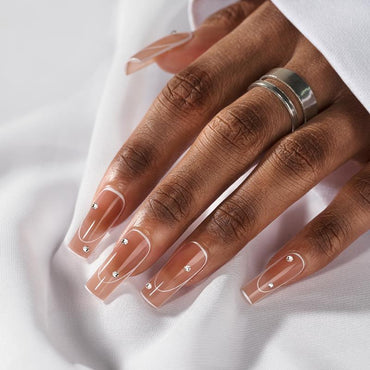 XCOATTIPS® French - Brown Long Square Pre-Designed Tips