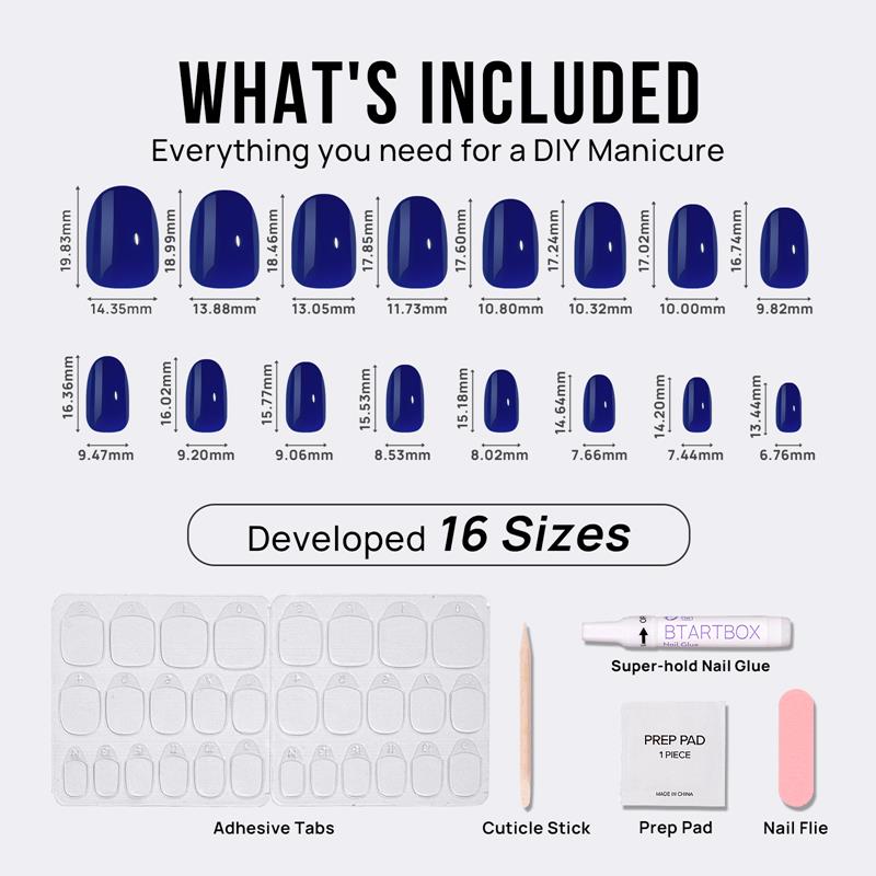 Mystic Navy Blue Oval Nails - Soft Gel Press On